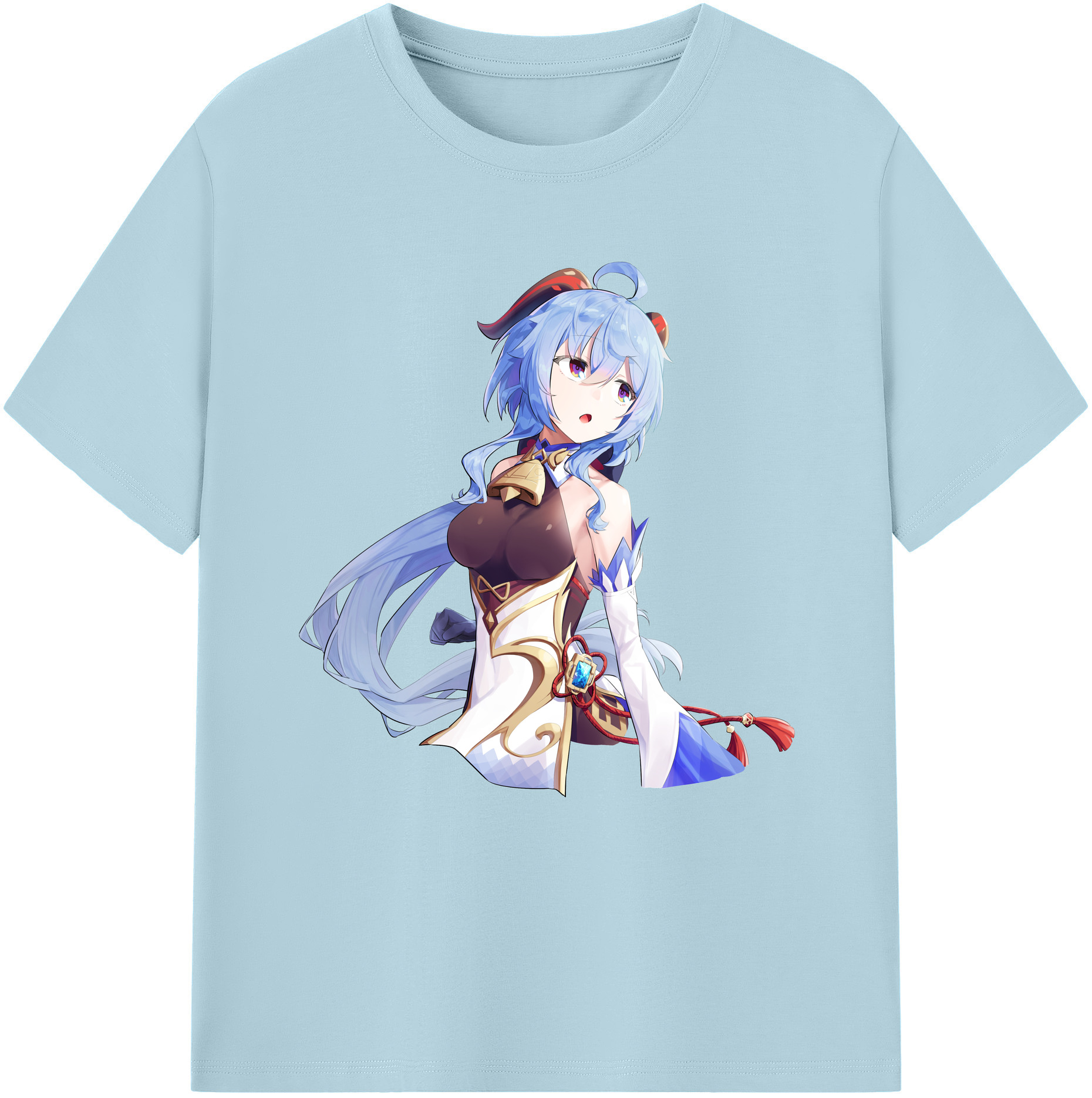 げんし神 甘雨 かんう genshin Ganyu 綿100％半袖Tシャツ（フロントプリント）